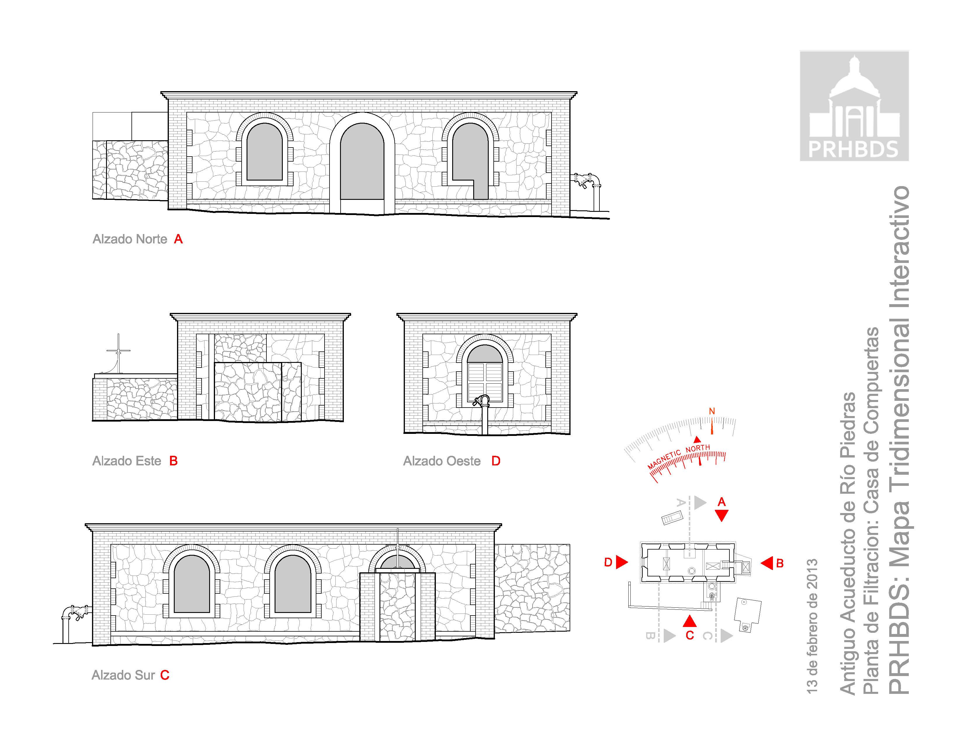 Antiguo Acueductos de Río Piedras - Casa de Compuertas 1 - Alzados